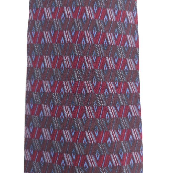 Geoffrey Beene Men Necktie 100% Silk Geometric Color Red Blue Size 58x4 - NWOT - Picture 2 of 5